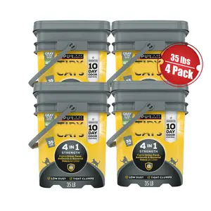 4 Pack Scented Clumping Cat Litter 35 lbs, 4-in-1 Strength, Multi Cat Formula, Strong Odor Control, Tight Clumps