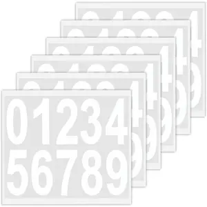 3 Inch Reflective Mailbox Numbers for Outside, White Vinyl Number Stickers 0-9 (6 Sets), Pre-Cut for Easy Alignment,  Self-Adhesive &  Outdoor House Numbers for Mailbox, Door, Bins