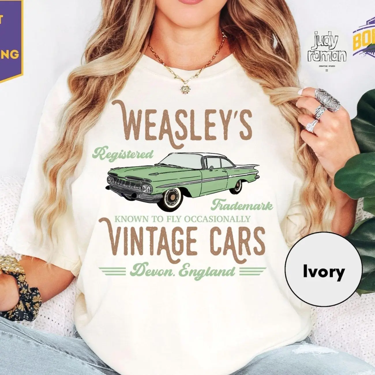 Comfort Colors® Wizard Flying Car Shirt, Vintage Flying Cars, Wizard Shirt, Weasley Shirt, Bookish Tee, Universal T-Shirt Unisex Womenswear Graphic Tops V3R