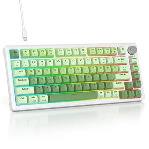 75% Wireless Mechanical Gaming Keyboard, Hot Swappable Keyboard, Gasket Creamy Keyboard, Custom Switch RGB Backlit Wired Connection Knob Control for PC Laptop Gamer