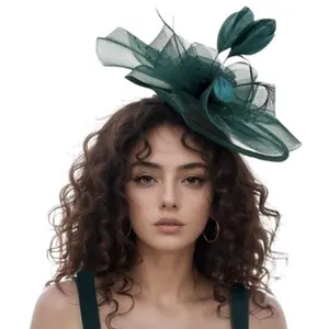 20's Fascinator Headpiece - Green Polka Dot - Costume Accessory - One Size