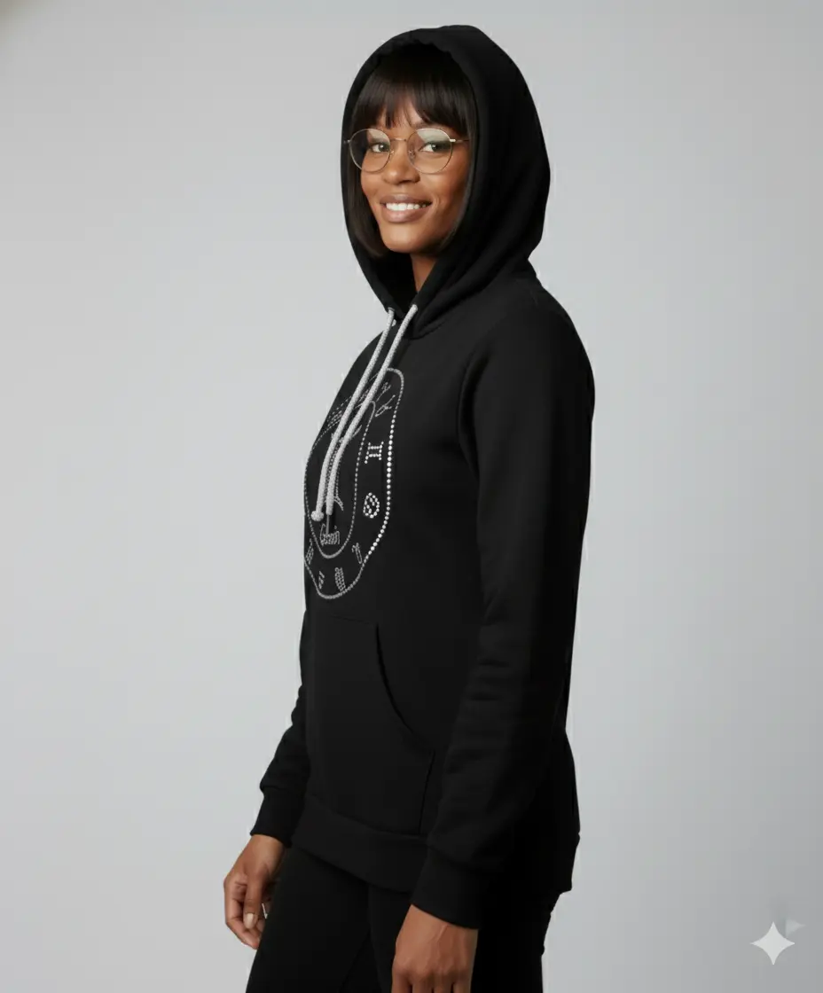 Gemini Rhinestone Zodiac Hoodie Unisex Bling Astrology Pullover