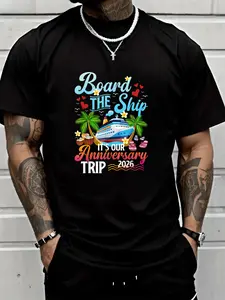 Anniversary Getaway 2026 Husband Wife Cruise Vacation Tshirt - 100% Short Sleeve Crew Neck Casual Tee Suitable for All Seasons Menswear