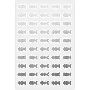 50 Wedding Meal Stickers - Food Identifier & Menu Choice Place Cards for Party Seating - Meal Option Indicator (Silver, Fish Bone)