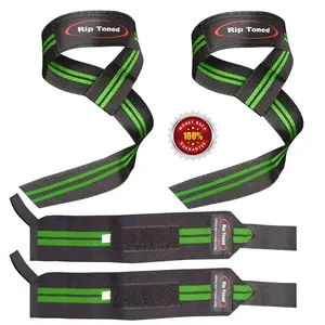 Lifting Straps & Wrist Wraps Combo Pack - Green