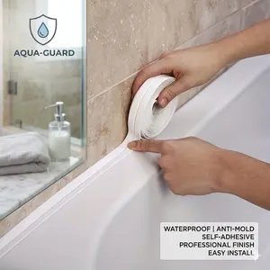 Waterproof Sealing Tape, Strong Adhesive, Leak Repair, Suitable for Kitchen Sink and Bathroom Accessories, Plastic Material, Glass Surface Use