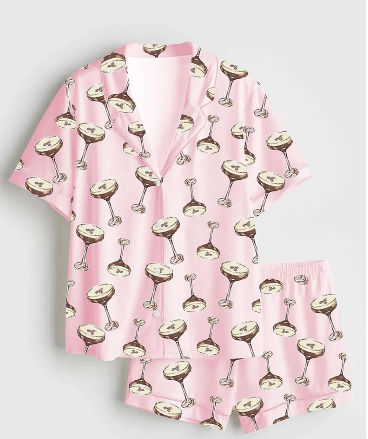 Chic Women s Pink Espresso Martini Wedding Satin Pajama Set - Perfect for Bridesmaids!