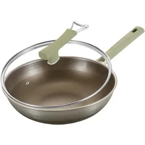 Titanium Pans for Cooking,Extended Cool- Handle 13 Inch Pure Titanium Hammered Pro frying pan with Lid,Elegant Design  Skillet for Cooking, /PFOA/PTFE Free Works   Stovetops