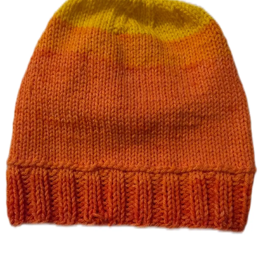 Cozy Knit Beanie - Vibrant Orange & Yellow Gradient Hat for Everyday Wear
