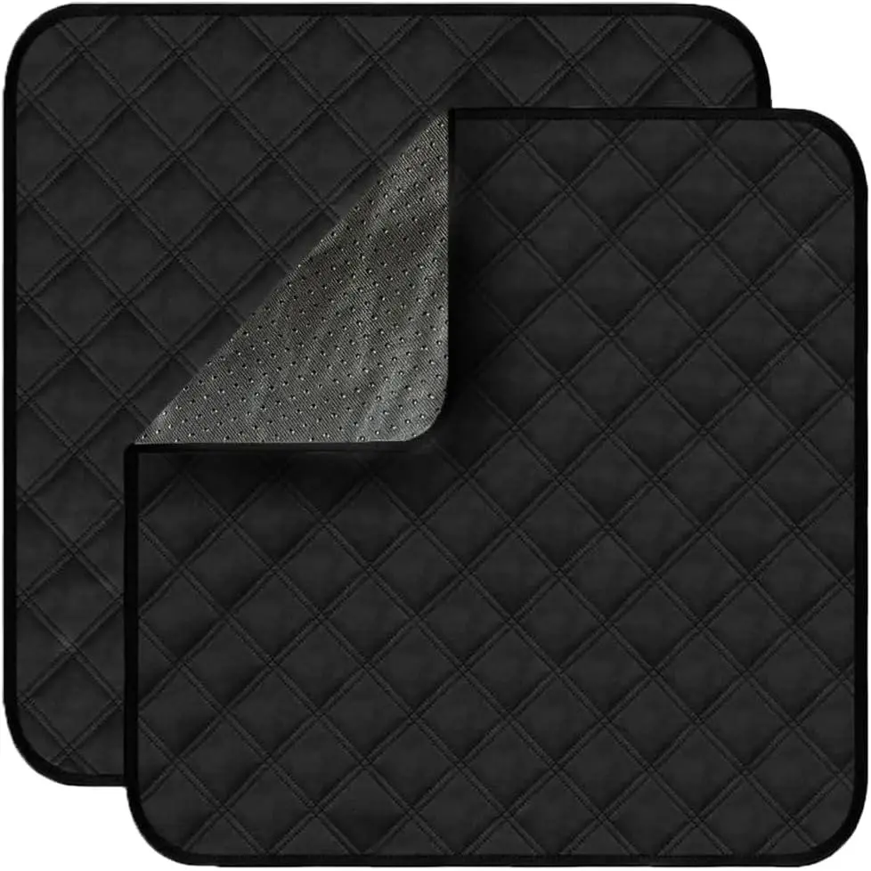 Waterproof Seat Protector Pads Washable Absorbent Chair Pads for Incontinence Reusable Pee Pads for Adults Kids Wheelchair 2pcs Black 22"x21"