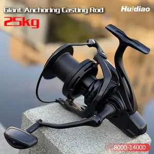 Huidiao NGK-II Black Big Spinning Fishing 8000-14000 Series 25KG/55LB Powerful Drag Zero Play Long Casting Reel 6+1 Double Shielded Bearings Metal Spool/Handle for Surf & Offshore Fishing Saltwater Casting Reels Fishing Tackle
