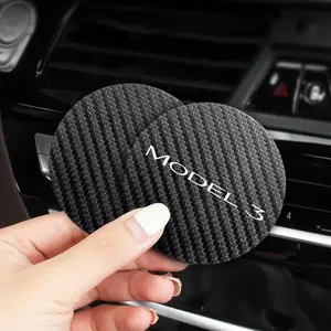 For Tesla Model 3 2Pcs Car Coaster Water Cup Bottle Holder Anti-slip Pad Mat Silica Gel Bottle Holder Pad