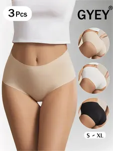 3 Pack Women Zero Feel Seamless Underwear Tummy Control Panties High Waist Tummy Slimming Invisible Breathable Soft Smooth Comfortable Nude Feeling Underpants 3 Colors