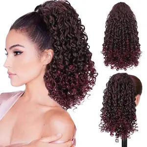 Short Afro Kinky Curly Drawstring Ponytail Hair Extensions 14 Inch