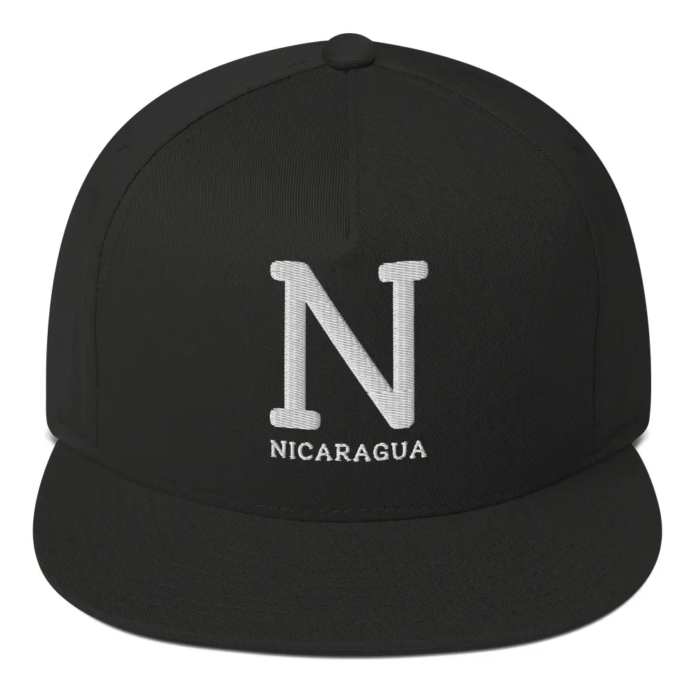 Puff Embroidered Nicaragua Flat Bill Cap | Nicaragua Cap Gift for Him | Nicaraguan Culture Gift | Father's Day Gift