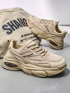 Men's Breathable Comfort Sport Shoes, Lightweight Soft Sole Casual Sneakers, Fashion Versatile Trendy Height Increase Dad Shoes, Trendy Walking Sneaker