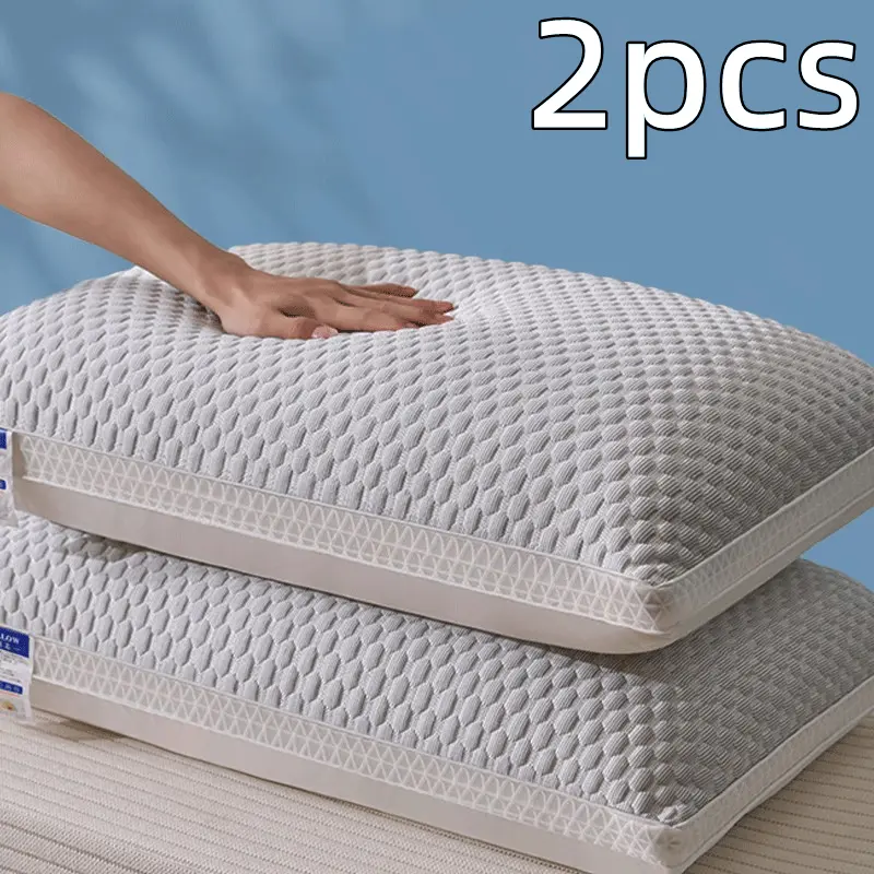 2 pieces of fiber cooling pillows - breathable neck support pillows, sleep pillows, moisture-absorbing and sweat-wicking household pillows, soft satin covers with zipper design, medium hardness, essential sleep pillows for all seasons