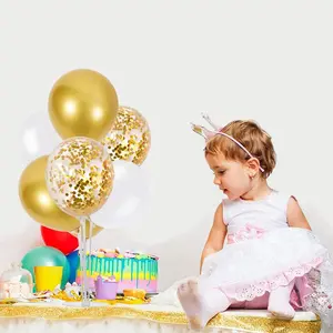 Balloon Stand Table Centerpiece Kit – 4 Reusable Balloon Holders with 32 Latex Balloons, Glue Dots, Clips & Pump, Up to 26.6” Height, Perfect for Birthdays, Weddings, Graduations & Holidays
