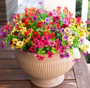 4-Pack, 4 Colors, UV-Protected Artificial Wildflower Stakes, Fake Flowers for Cemetery Lawn Landscape Decoration red carnation
