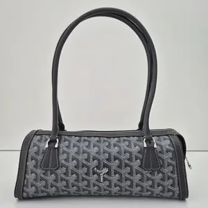 Pre-owned Goyard Coated canvas Shoulder Bags Goyardine Gray Bonbonniere Bag