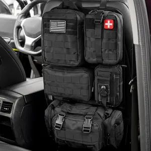 Tactical Car Seat Back Organizer 5 Detachable Pouches Waterproof Seat Back Storage Bag with US Flag Patch Universal Fit for Car Truck SUV Jeep, Interior Hanging Storage Accessories for Vehicle Back Seat  #Summervibes