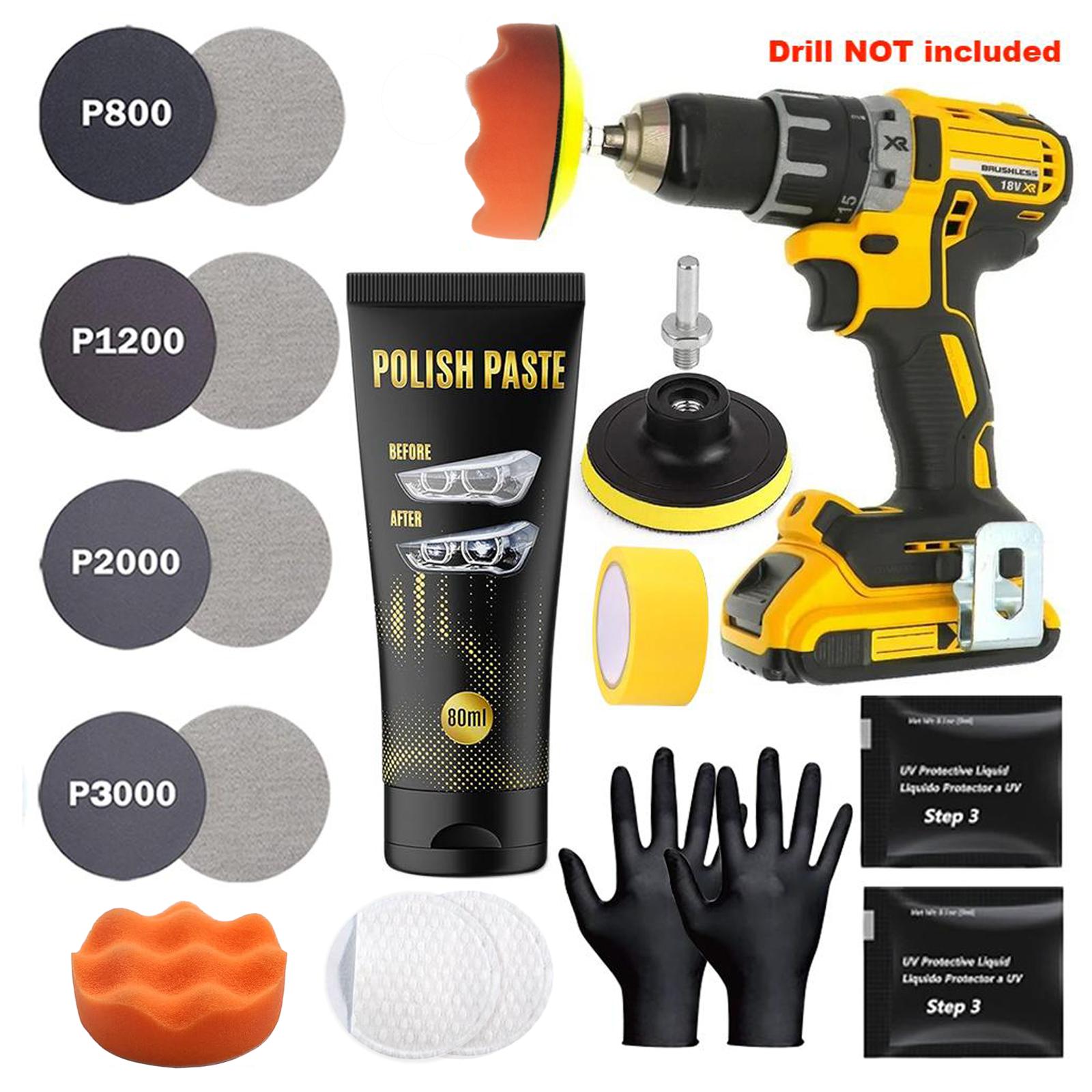 XPERTCHEMY Headlight Restoration Kit Uncharged Headlight Repair Set Featuring Protective Coating Comes with Polishing Papers And Polish Paste