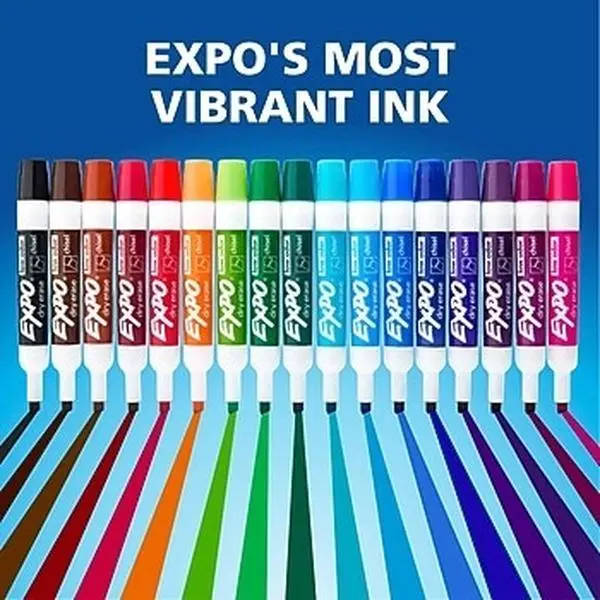Expo 36ct Lo Odor Chisel Markers Assorted Colors: and all black Dry Erase, Bold Point, Multicolored, Whiteboard, Art & Office Supplies  Fraction bars, dices