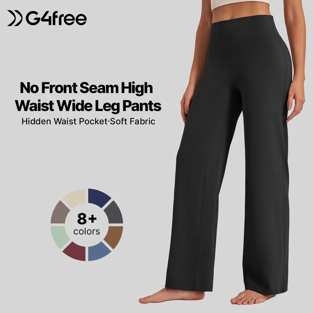 G4Free Barefeel Wide Leg Pants for Women High Waisted Loose Casual Dress Work Yoga Pants Seamless Naked Feeling Soft Fabric Fitting Womenswear Trouser Baggy Bottom Comfort Wideleg
