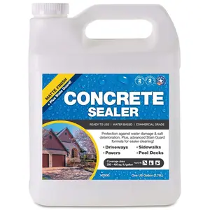 Concrete Driveway Sealer Plus Stain Guard (Matte Finish) Commercial Grade Outdoor Indoor  Sealant Protects Pavers Sidewalks Pools (1 Gallon) H2900
