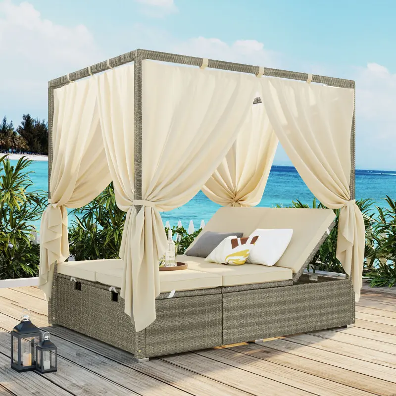 [SOIYELIFE] U_Sty Adjustab Sun Bed With Curtain,High Comfort,With 3 Colors