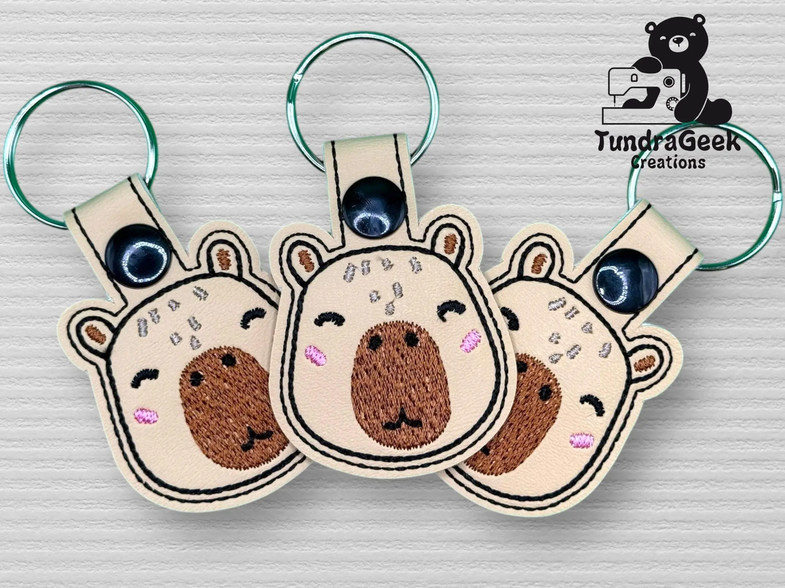 Capybara Embroidered Keychains