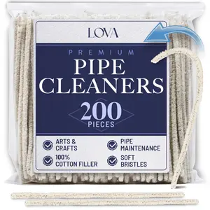 Lova Soft Cotton Pipe Cleaners - 200 Count, 6 Inches, White, Cotton, Metal Stem, Perfect for Arts & Crafts