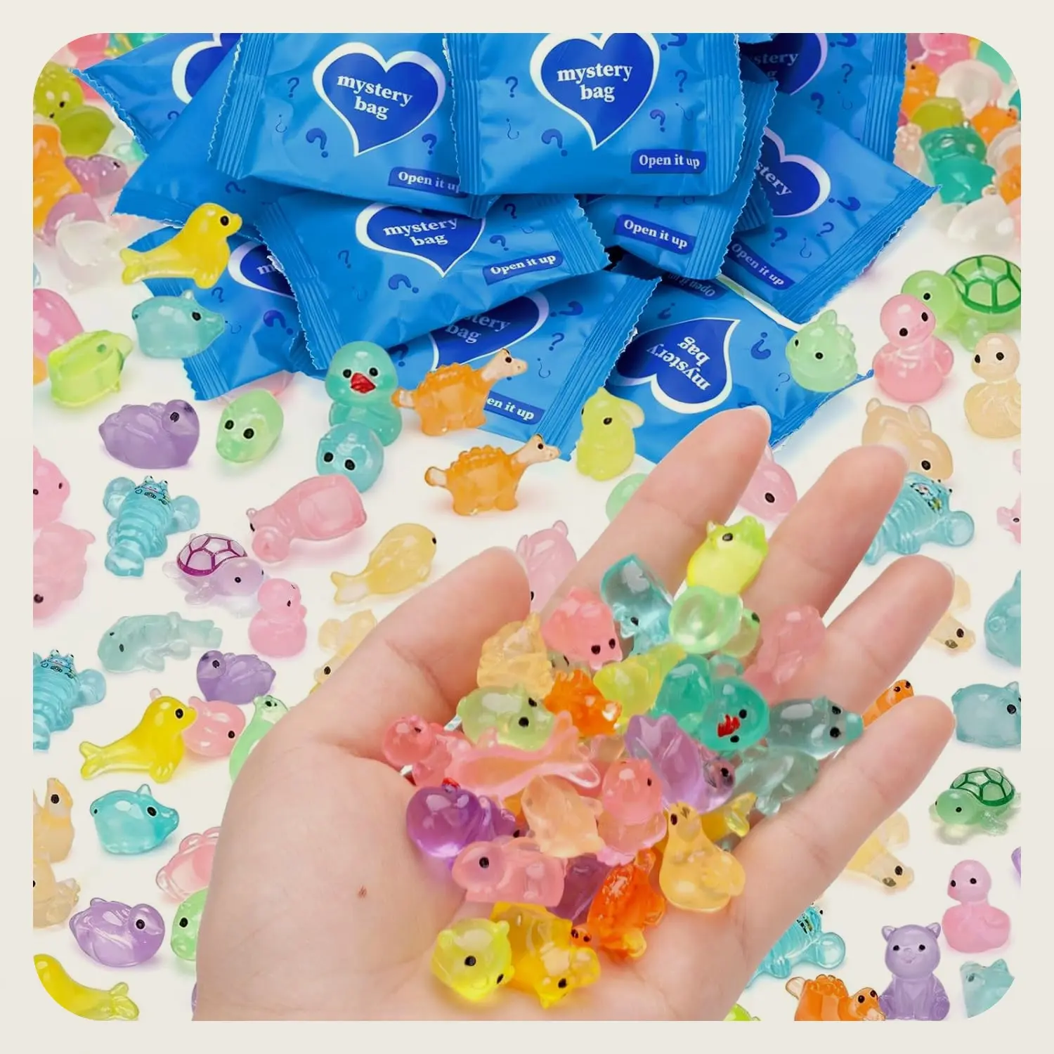 20pcs/50pcs Vivid Glow-in-the-Dark Mini Animal Resin Figures - Blind Bags, Bulk Gift Items, Cute Collectibles for Desktop Ornaments, Kids’ Birthday Gifts, DIY Crafts Supplies, Blind Bag
