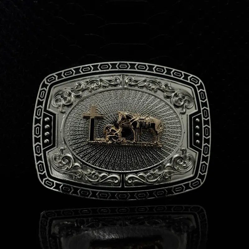 Praying cowboy buckle