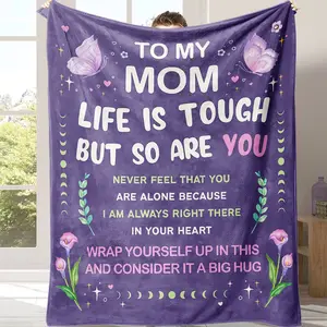 Mom Encouragement Blanket Filled with Affirmations to Remind Her She’s Never Alone & Stronger Than She Knows Perfect Mother’s Day Gift Blanket – “To My Mom” Inspirational Quote Print Soft Plush for Birthdays, Mother’s Day & Christmas Surprises!