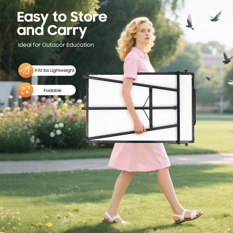 CNCEST Tripod Whiteboard Easel Adjustable Height 38-62" Magnetic Surface Dry Erase Board with 6 Magnets & Pen Tray for Classroom/Office