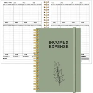 Income & Expense Log Book - A5 Income and Expense Ledger Book for Small Business, Accounting Bookkeeping  for Woman and Man, 5.5" x 8.5", Green Leaf