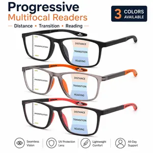 3-Pack Progressive Multifocal Reading Glasses – Blue Light Blocking, HD Vision Computer Readers, Spring Hinge, Oversized Unisex Frames tiktokshopspringglowup