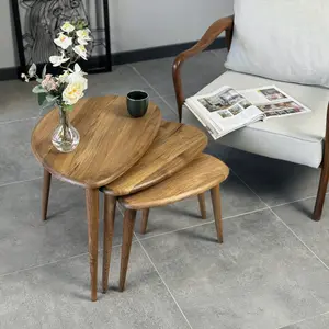 Nesting Table Set of 3 or 2 – Solid Walnut Ercol Pebble Style Side Tables