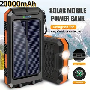 20000mAh Solar Charging Power Bank, Dual USB Output Port Multicharger Power Bank with Flashlight, Portable Wireless Car Charger, Solar Power Bank Charger for iPhone, Smartphone Charging Accessories ，Easter Gift