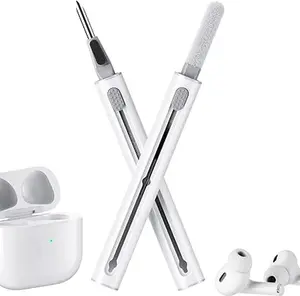 Cleaner Kit for AirPods Pro 1, 2, 3 Earbuds with Soft Brush, Flocking Sponge Tool, Charging Case & Phone, Camera, and Laptop - White