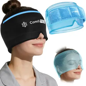 ComfiTECH Dual-Gel Migraine Relief Cap Extended 30-Min Cooling, Detachable Cold Pack & Flexible Gel Head Ice Wrap Face Mask Soothing for Headache, Sinus, Puffy Eyes, Tension and Stress