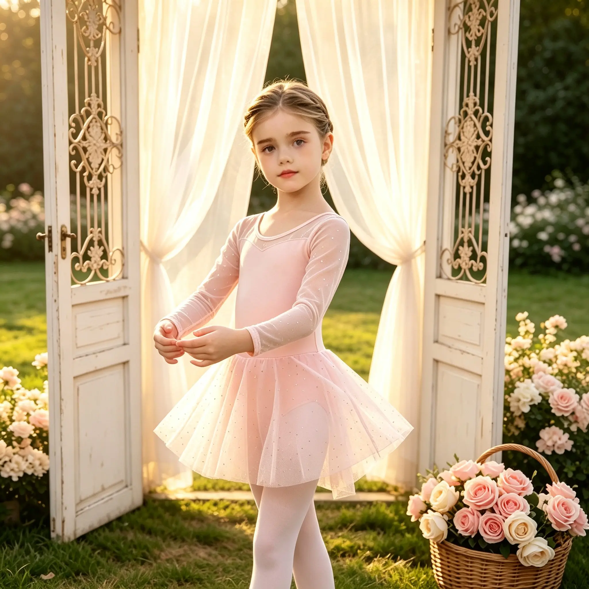 Girls' Long-Sleeve Pink Ballet Leotard Tutu, Kids' Dance Class & Recital Dress   kids clothing girls