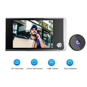 Digital Door Viewer Peephole Camera Doorbell HD 3.5-inch LCD Screen 120° Wide Angle View for Home Security System with 2 Mega CMOS Sensor Energy Saving Features Audio Visual Doorbell