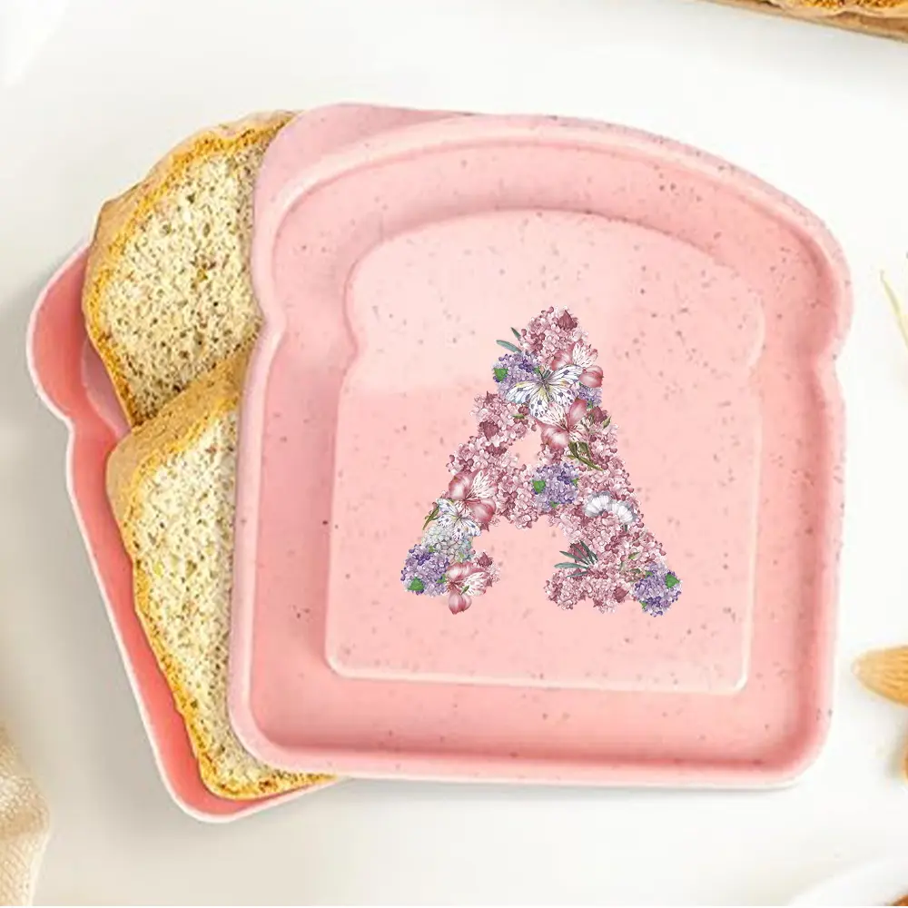 Student Toast-Shaped Bento Box | Large-Capacity Sandwich Container Lunch Box | Dust-Proof for School Breakfasts & Snacks | 26 Letters Rose Flower Pattern | Ideal Back to School Accessory