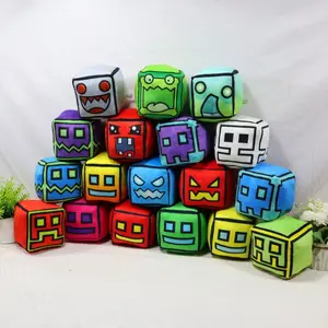 Geometry Dash Cube Plush Set, Soft Stuffed Animal Toys, Cute Game Character Plushies, Gift for Kids funny