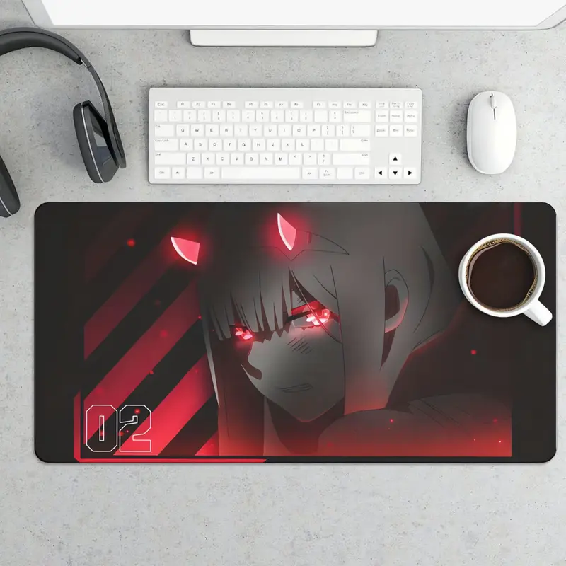 Zero Two Darling in The Franxx Elegant Desk Mat for Professional Office Environments - Sleek Design Enhances Appeal & Aesthetics