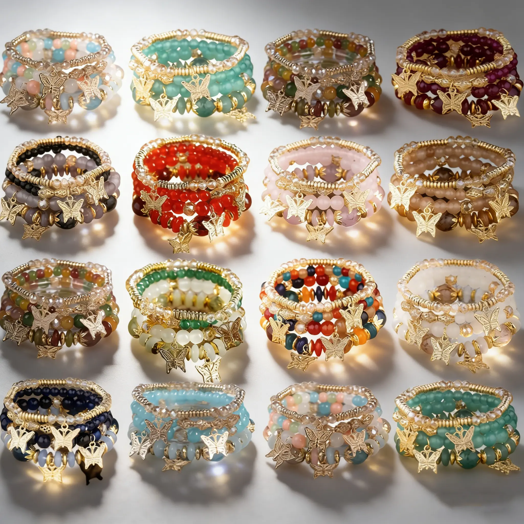 22pcs Mix Boho Vintage Multi-Layer Beaded Bracelets - Multi-Color Glass Beads, Golden Star & Butterfly | Stackable Bracelet Set for Boho Jewelry Enthusiasts, Women/Girls & Teen Girls | Ideal for Daily Wear, Festival Accessory & Thoughtful Gift Ideas
