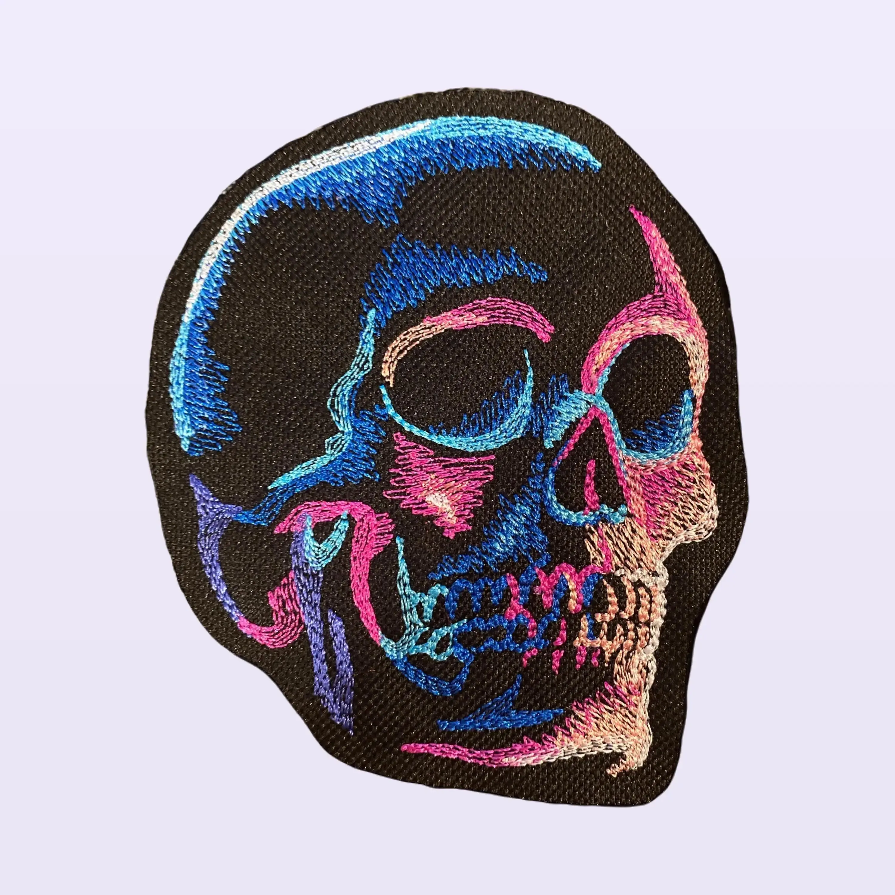 Dark and Eerie Horror Character Applique Embroidery Patch - Vibrant Neon Skeleton Design, Sew-On/Iron-On/Hook Options, for Jackets & Bags, Custom Embroidery Accessory, Embroidery Patches