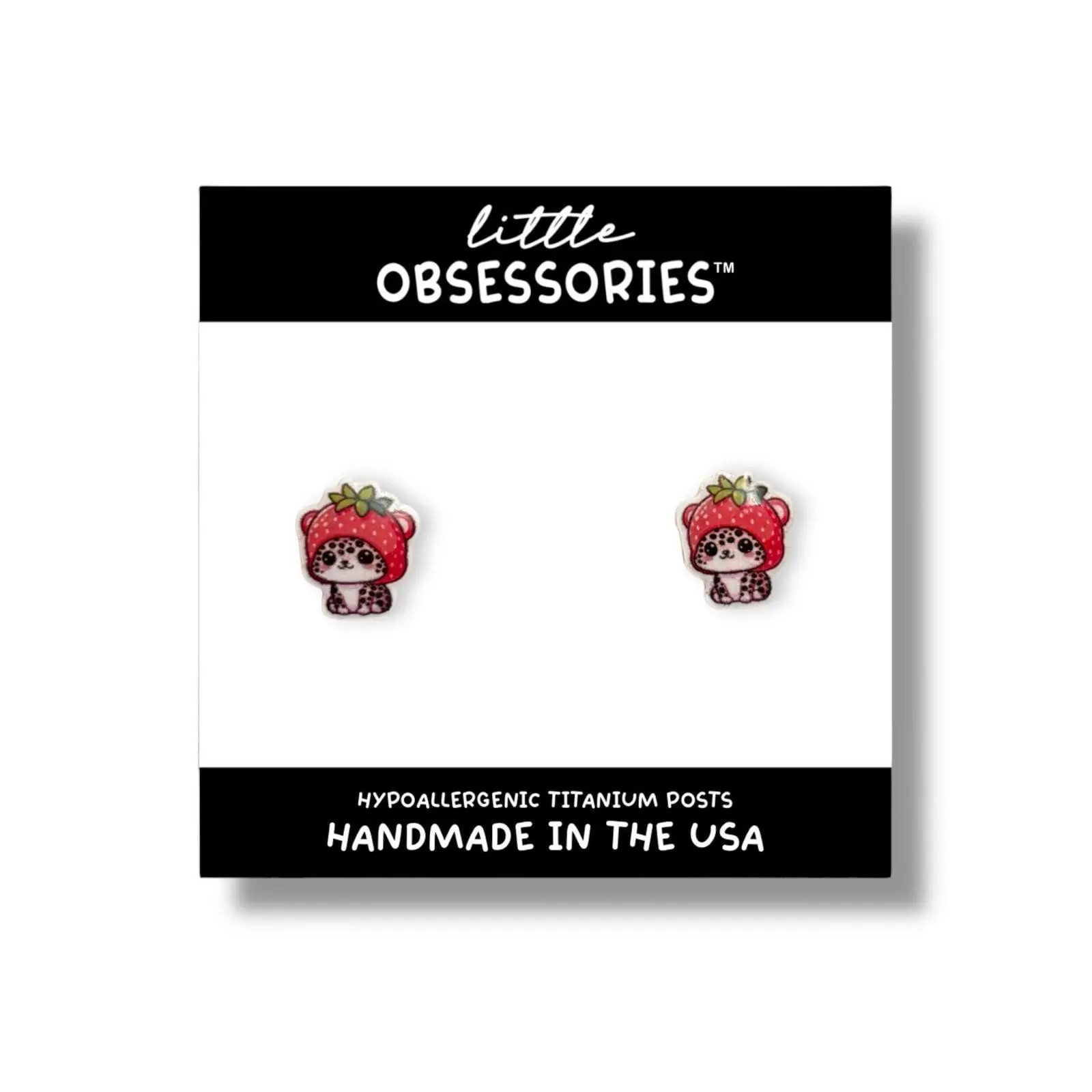 Cute Strawberry Leopard Studs